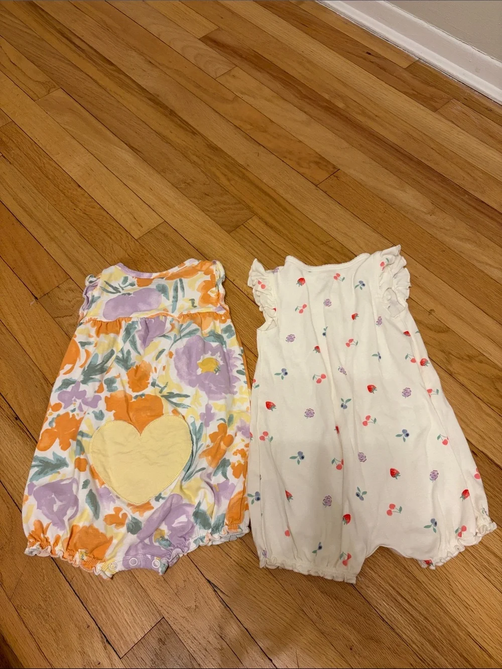 Carter's Girls Floral & Cream Fruit One-Piece Rompers